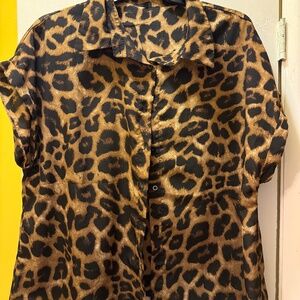 SHEIN Clasi Plus Leopard Print Batwing Sleeve Shirt 2X
